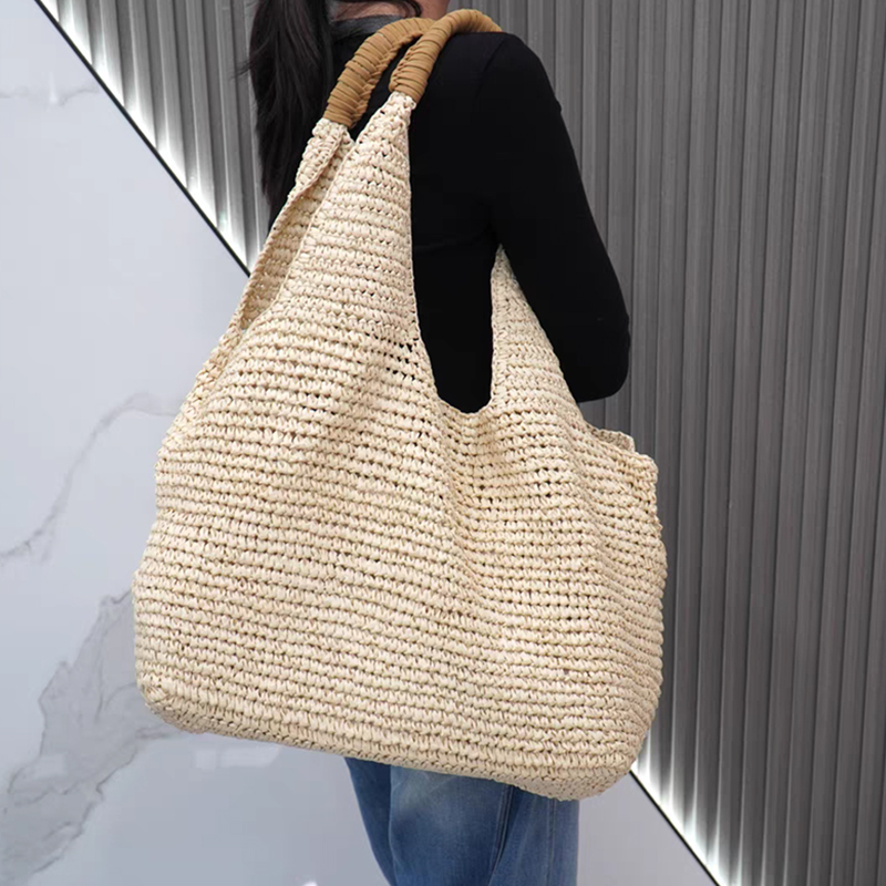 Women'S Raffia Bags - Borsa Tote Grande da Donna Fatta