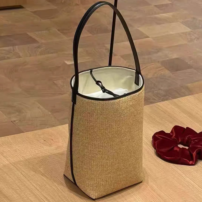 Women'S Raffia Bags - Borse a secchiello piccole da spiaggia