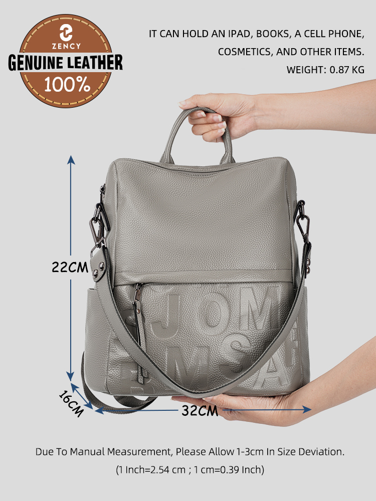 Zency Zaino Premium in Vera Pe - Women Bags Grey recensione e prezzo